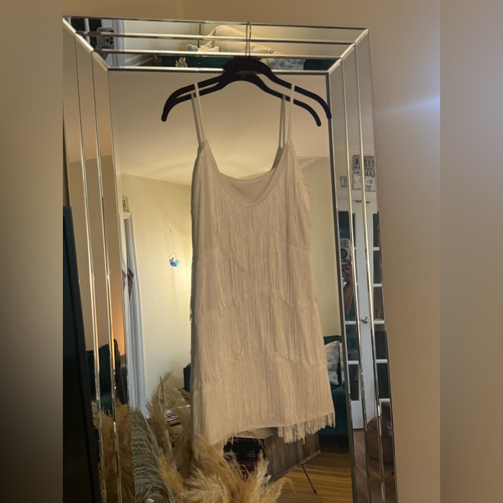 Fringe Dress in White